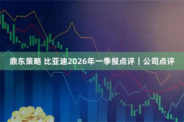 鼎东策略 比亚迪2026年一季报点评｜公司点评